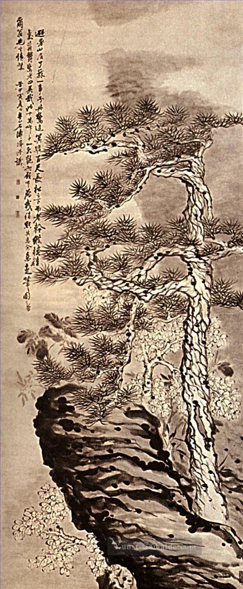 Shitao Pin auf der Klippe 1707 Chinesische Malerei Ölgemälde